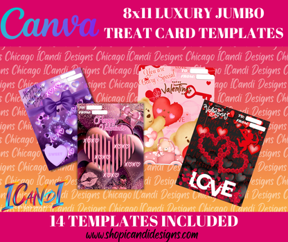 Jumbo Valentine's Treat Card Templates (8x11)