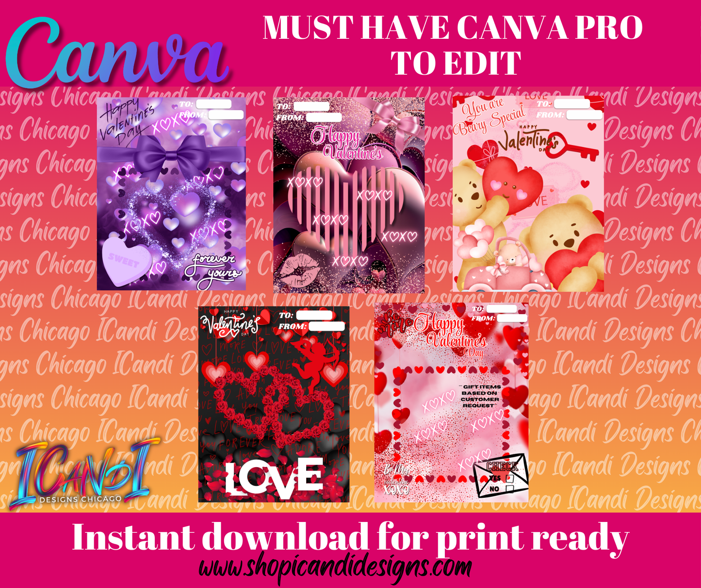 Jumbo Valentine's Treat Card Templates (8x11)